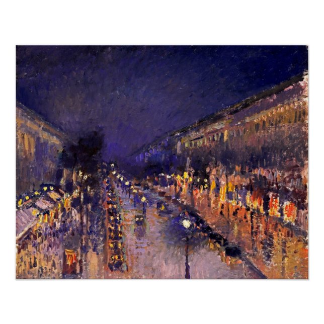 Póster Camille Pissarro El Boulevard Montmartre De Noche (Anverso)