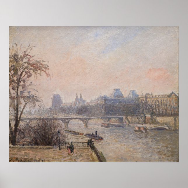 Póster Camille Pissarro - El Sena y el Louvre (Frente)