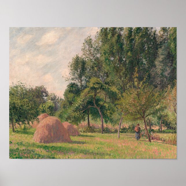 Póster Camille Pissarro - Haystacks, mañana, Eragny (Frente)