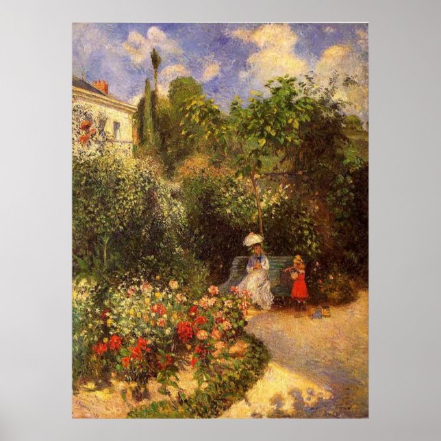 Póster Camille Pissarro - Jardín 1877 Árbol de sombra (Frente)