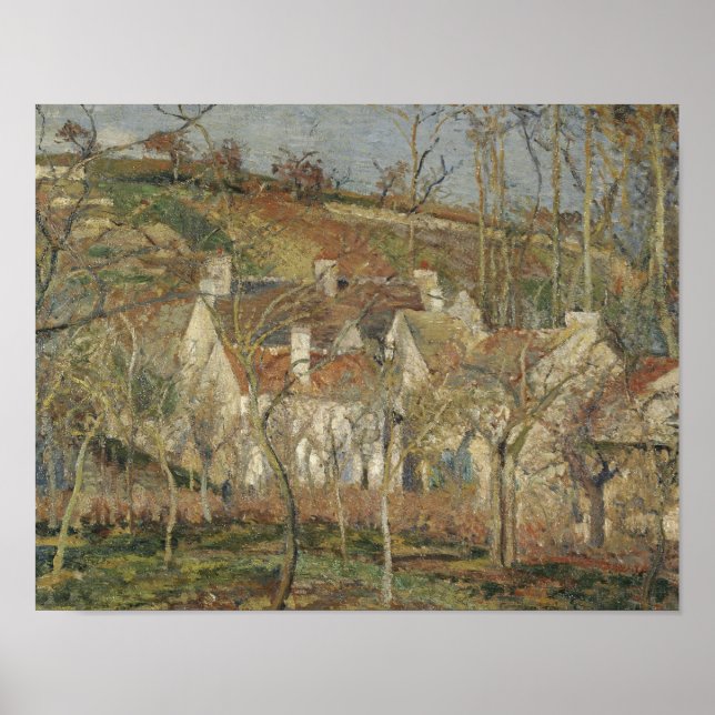 Póster Camille Pissarro - Techos Rojos, Esquina de un Pue (Frente)