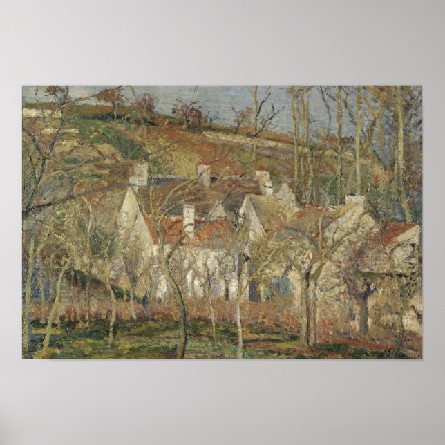 Póster Camille Pissarro - Techos Rojos, Esquina de un Pue (Frente)
