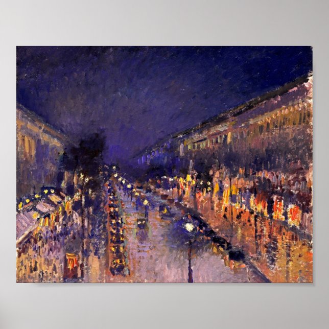 Póster Camille Pissarro The Boulevard Montmartre At Night (Frente)
