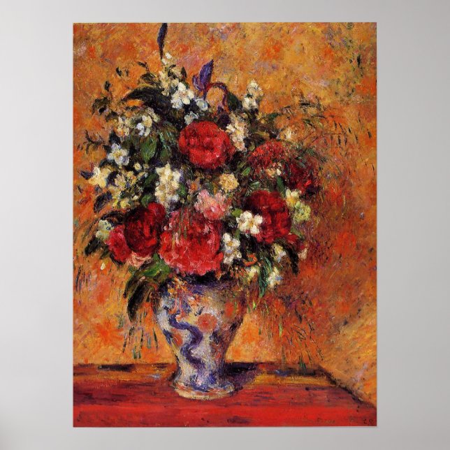 Póster Camille Pissarro - Vase of Flowers (Frente)