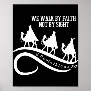 Póster Caminamos por fe no por vista Navidad cristiana