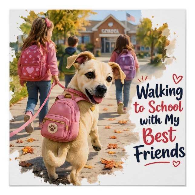 Póster Caminando a la Escuela con Mis Mejores Amigos (Anverso)