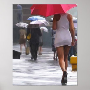 Póster Caminando bajo la lluvia