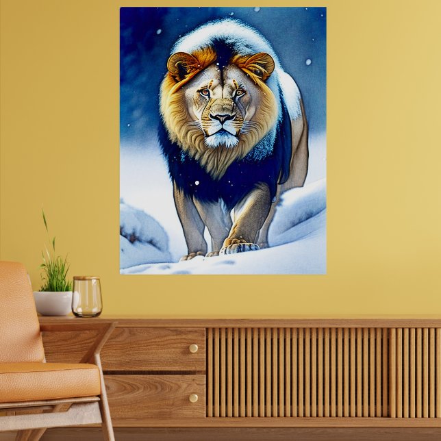 Póster Caminando leones en la nieve de invierno (Salón 2)