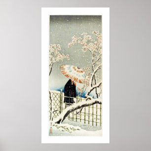 Póster Caminando por la nieve Ukiyo-e
