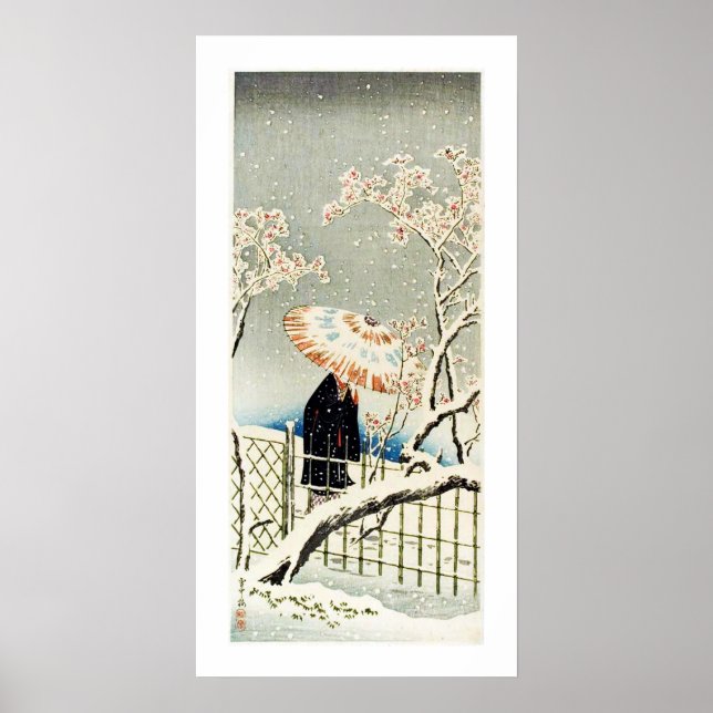 Póster Caminando por la nieve Ukiyo-e (Frente)