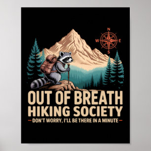 Póster Caminando por la sociedad Camping Raccoon Hikin