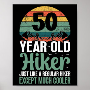 Póster Caminante cumple 50 años en la montaña regalo para