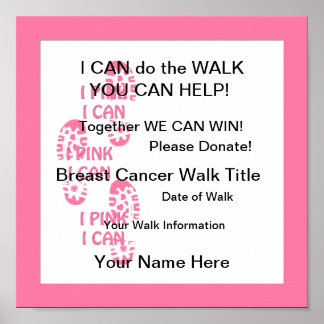 Póster Caminante de Cáncer de Mama Rosa Puedo Poster