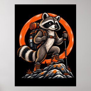 Póster Caminante Mapache – Senderos Salvajes