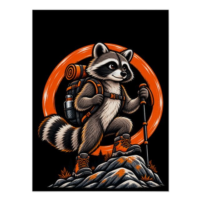 Póster Caminante Mapache – Senderos Salvajes (Anverso)