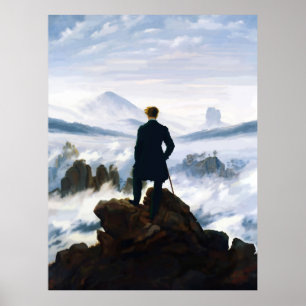 Póster Caminante sobre el mar de niebla, Caspar D Friedri