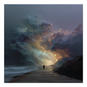 Póster Caminante Solitario Puerta de Nube de Tormenta