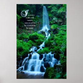 Póster Caminar con la Naturaleza Hermosa Cascada Verde Na