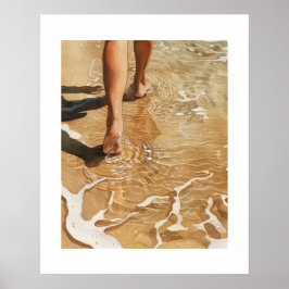Póster caminar por las olas de la orilla