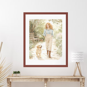 Póster Caminata del jardín acuático con Cottagecore del p