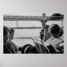 Póster Caminata europea en bus de campo de 1968 en blanco