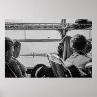 Póster Caminata europea en bus de campo de 1968 en blanco