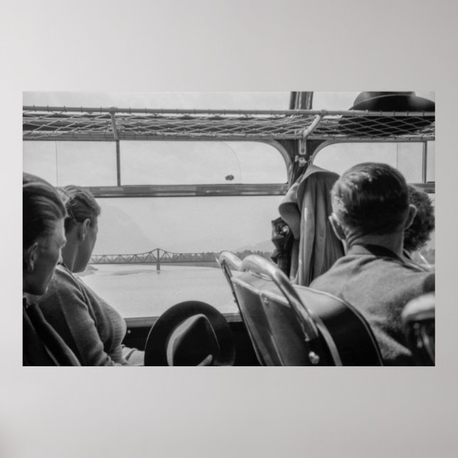 Póster Caminata europea en bus de campo de 1968 en blanco (Frente)