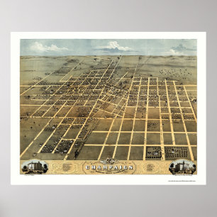 Póster Caminata, Mapa Panorámico de IL - 1869