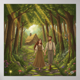 Póster Caminata por el bosque de Cottagecore