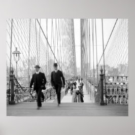 Póster Caminata puente de Brooklyn, 1905. Foto de cosecha