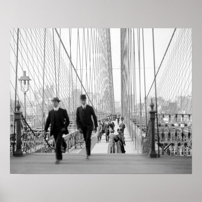 Póster Caminata puente de Brooklyn, 1905. Foto de cosecha (Frente)
