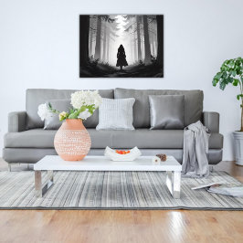 Póster Caminata tranquila monocroma en el bosque