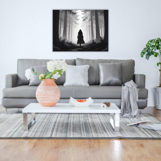 Póster Caminata tranquila monocroma en el bosque