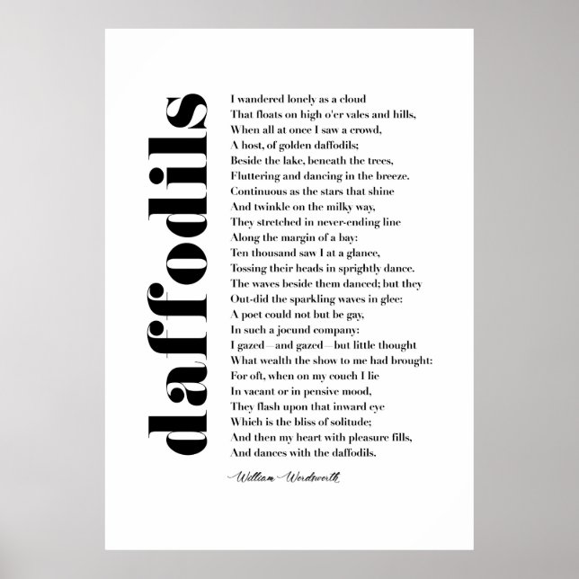 Póster Caminé solitario como una nube por William Wordswo (Frente)