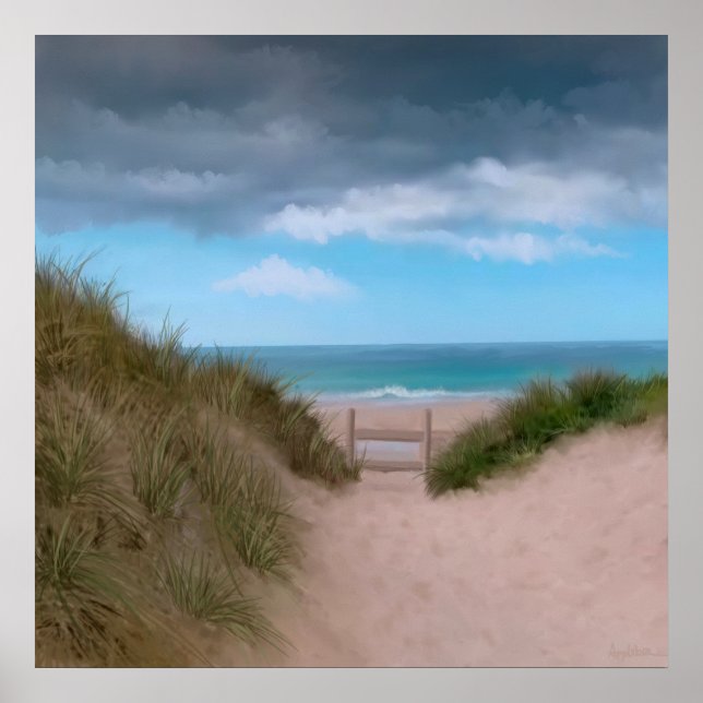 Póster Camino a la playa Caribe de Cornish (Frente)