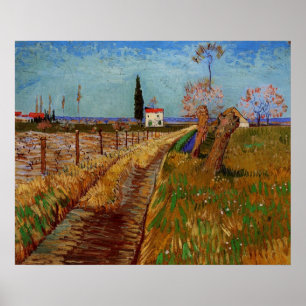 Póster Camino a través de un campo, sauces de Vincent van