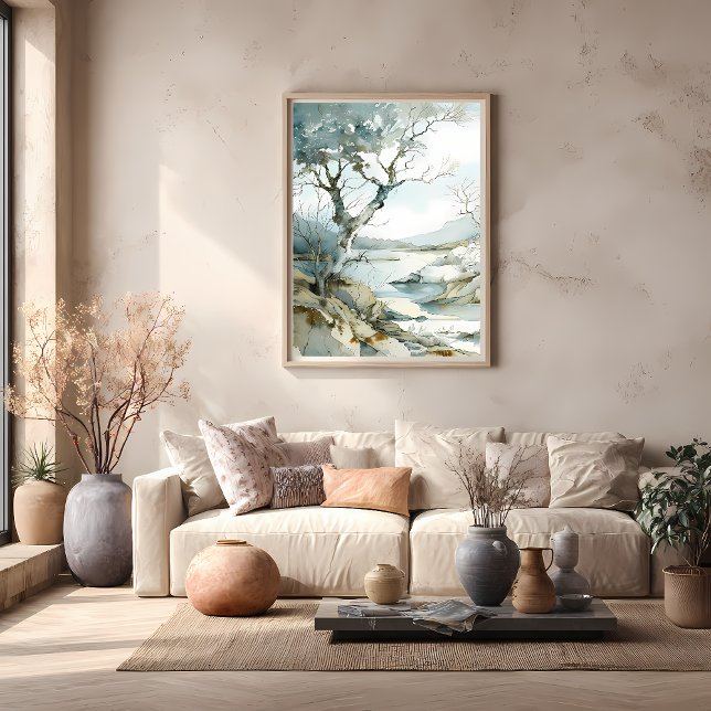 Póster Camino acantilado en invierno con árboles desnudos (Subido por el creador)