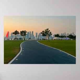 Póster Camino al futuro del atardecer
