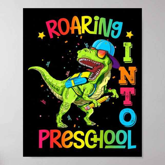 Póster Camino al profesor de dinosaurio preescolar preesc (Frente)