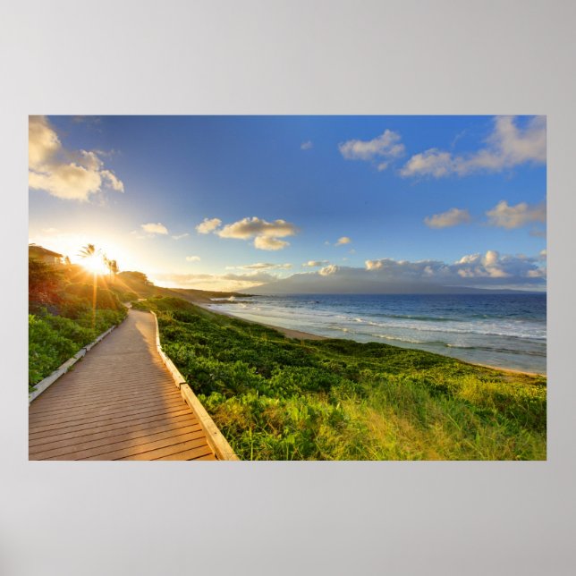 Póster Camino al sol. Playa de Oneloa. Maui. (Frente)