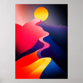 Póster Camino al Sol – Vibrante Montaña Abstracta