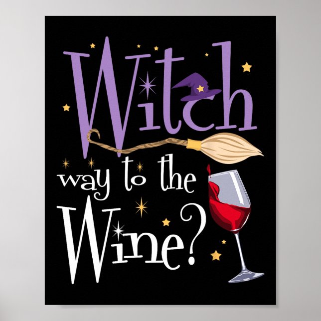 Póster Camino Bruto A La Bebida De Halloween Vino Para Wi (Frente)