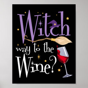 Póster Camino Bruto A La Bebida De Halloween Vino Para Wi