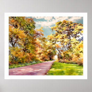 Póster Camino Campestre de Otoño Cerca de Pottstown.
