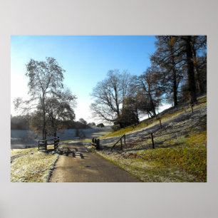 Póster Camino campestre en un paisaje helado