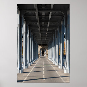 Póster Camino Ciclista en el puente Bir-Hakeim - París, F
