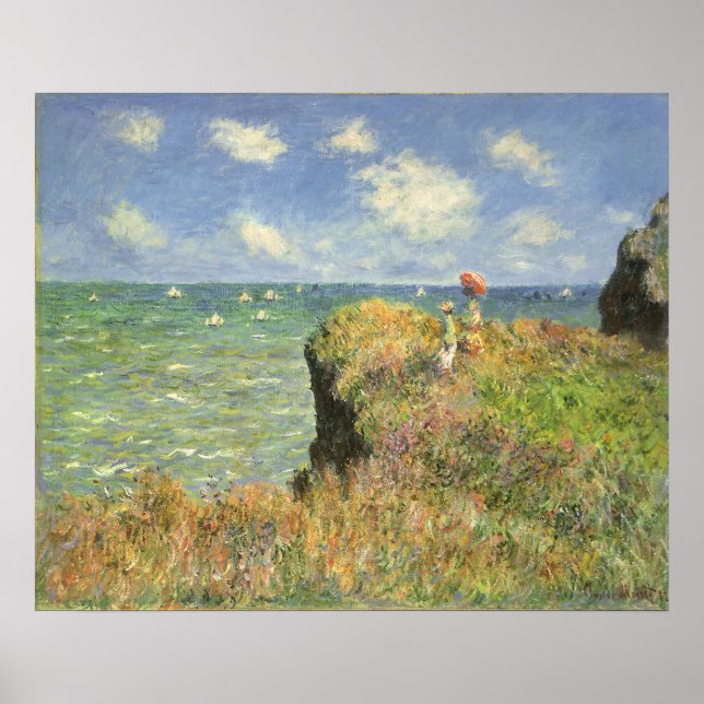 Póster Camino de acantilado en Pourville por Claude Monet (Frente)
