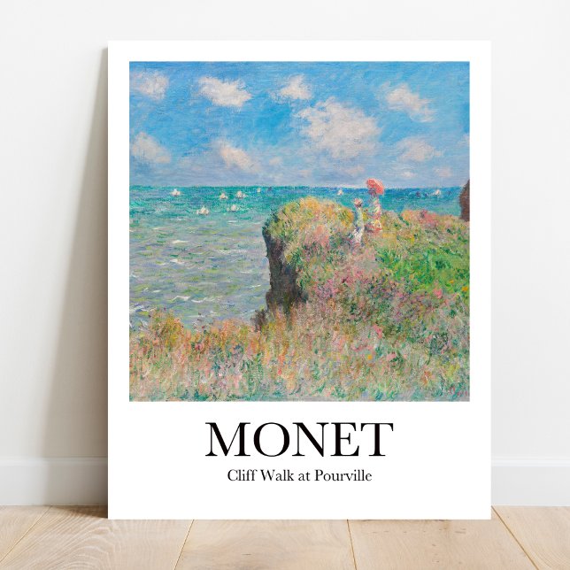 Póster Camino de acantilado en Pourville por Claude Monet (Monet's Cliff Walk: Escape to the Coast. High-quality art poster)