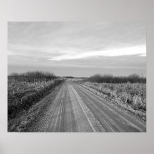 Póster Camino de campo blanco y negro 20x16 Poster de art