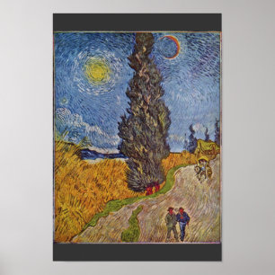 Póster Camino De Campo Con Cipreses De Vincent Van Gogh